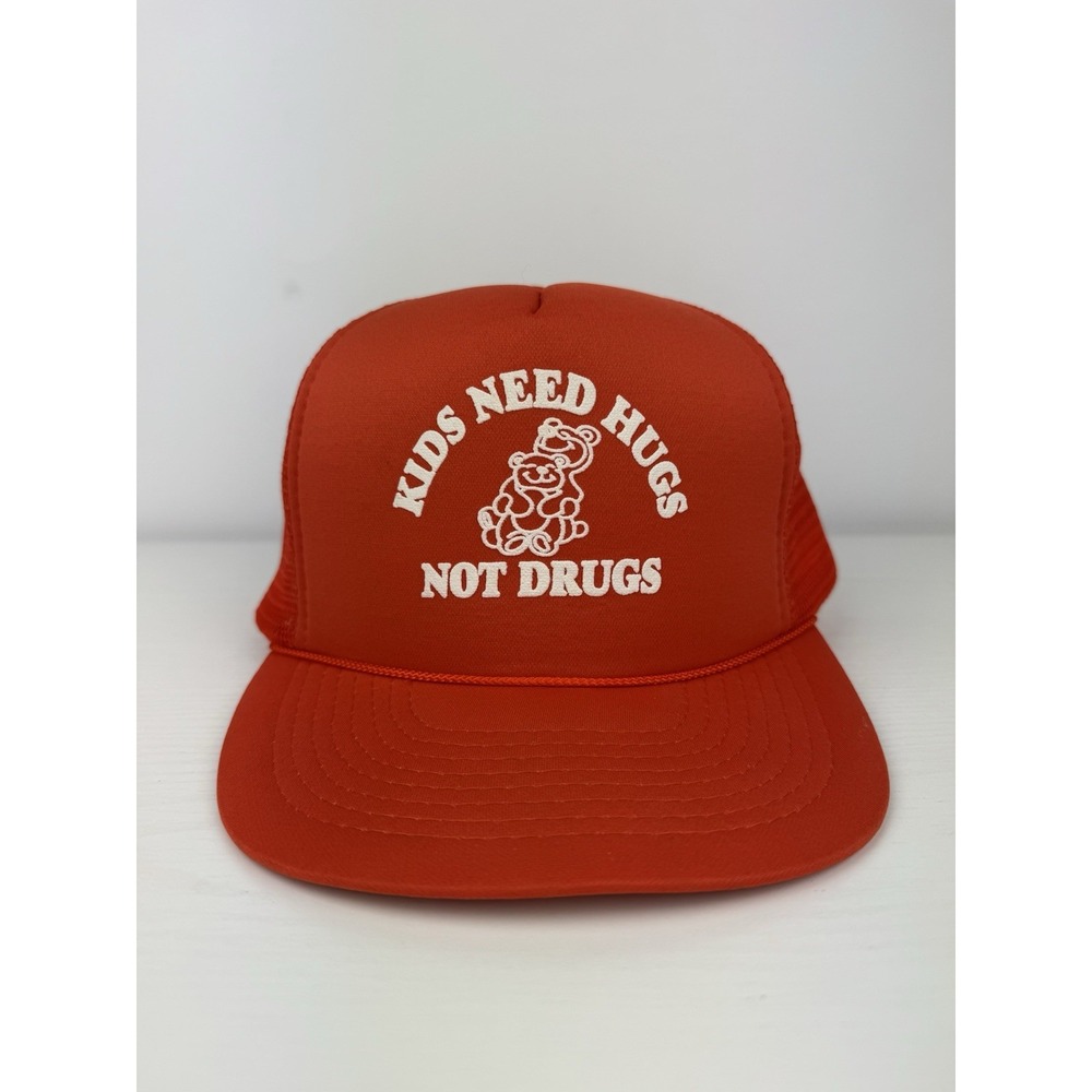 Vintage‎ Kids Need Hugs Not Drugs Snapback Hat Red Trucker Mens Womens Obscure
